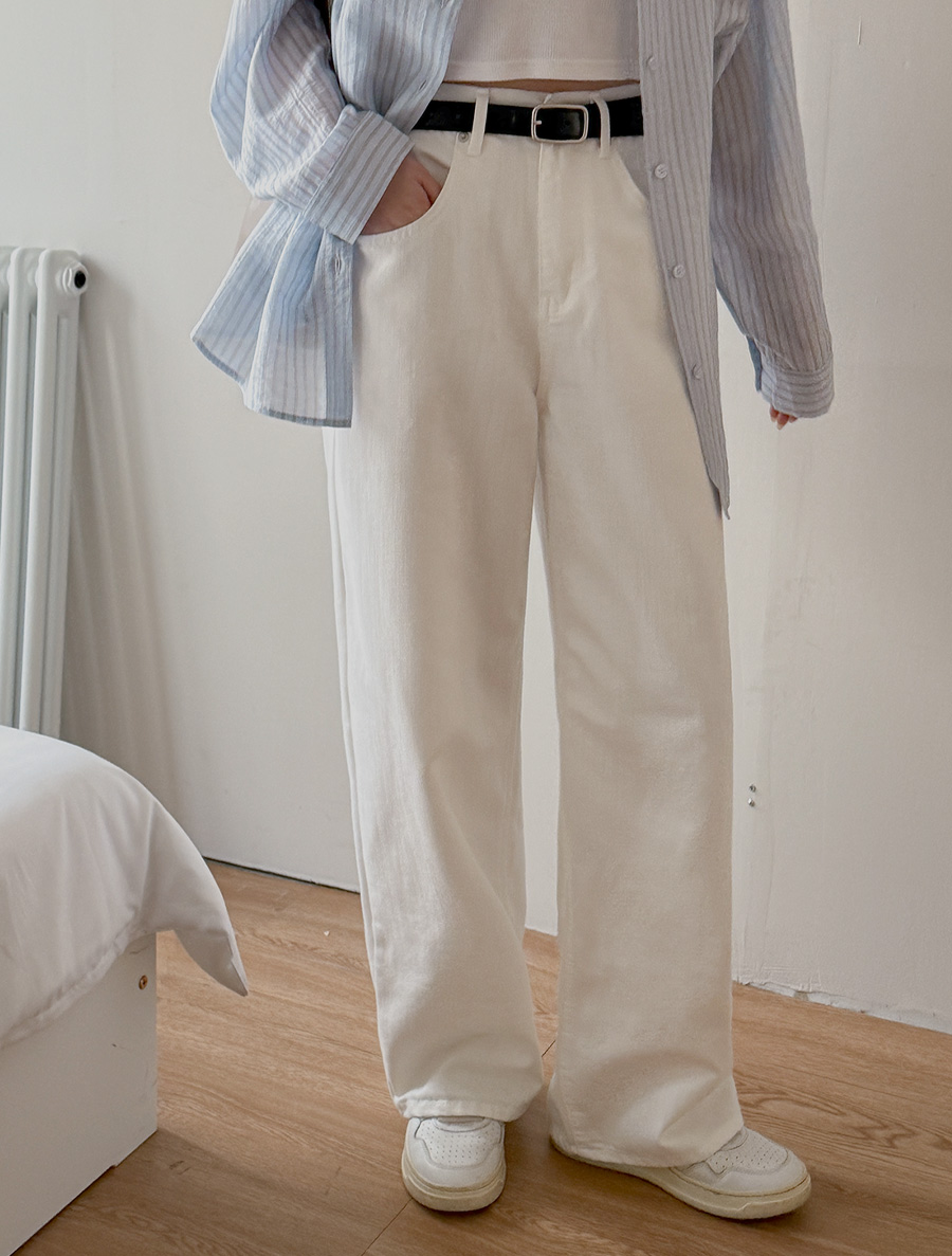 Muhazen Straight Cotton & Denim Long Pants