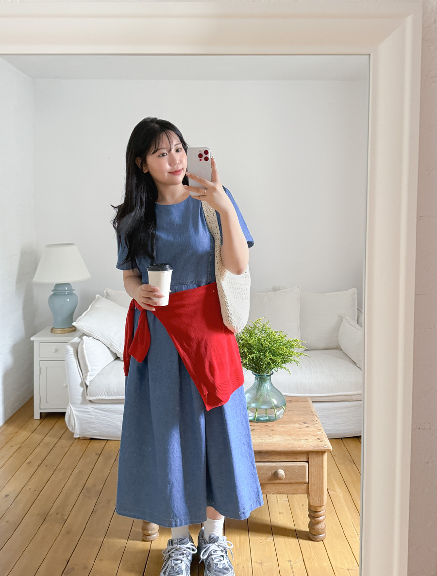 Dior Pintuck Denim Long Dress