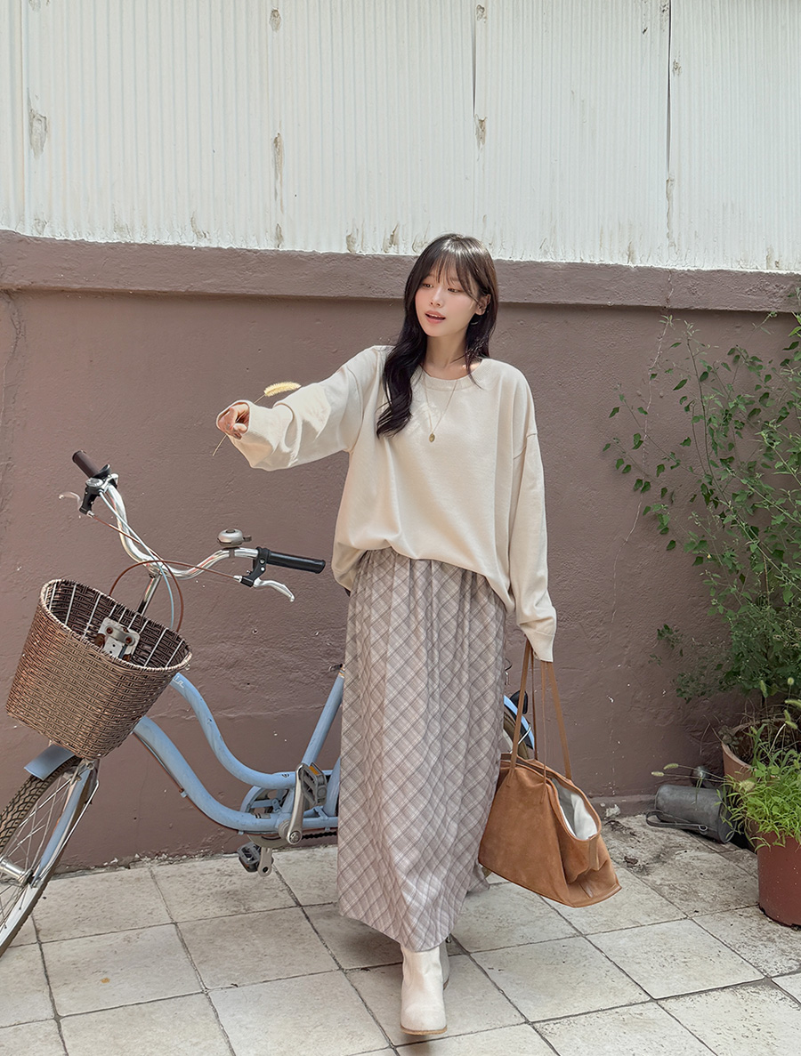 Katov Plaid Check Long Skirt