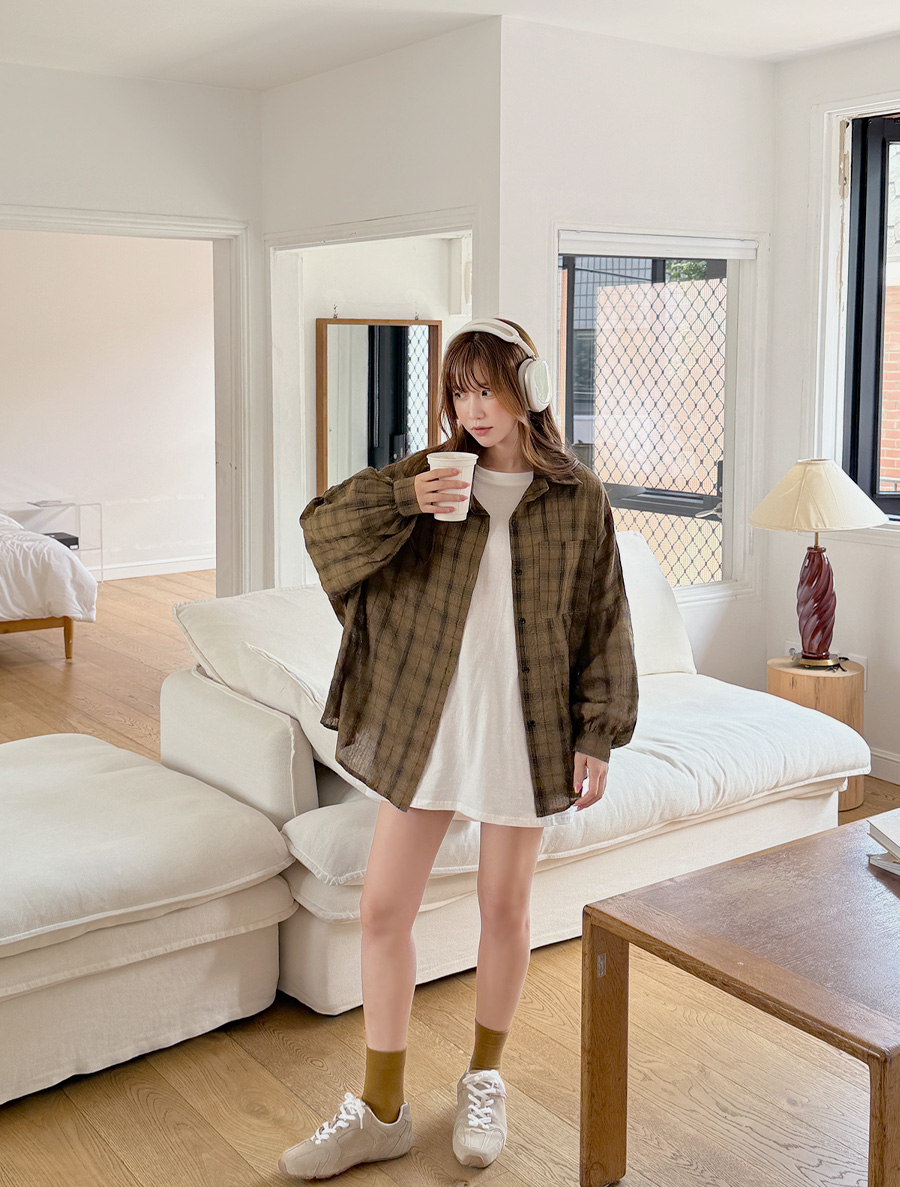 Chair View Unbalance Plaid Check Shirt