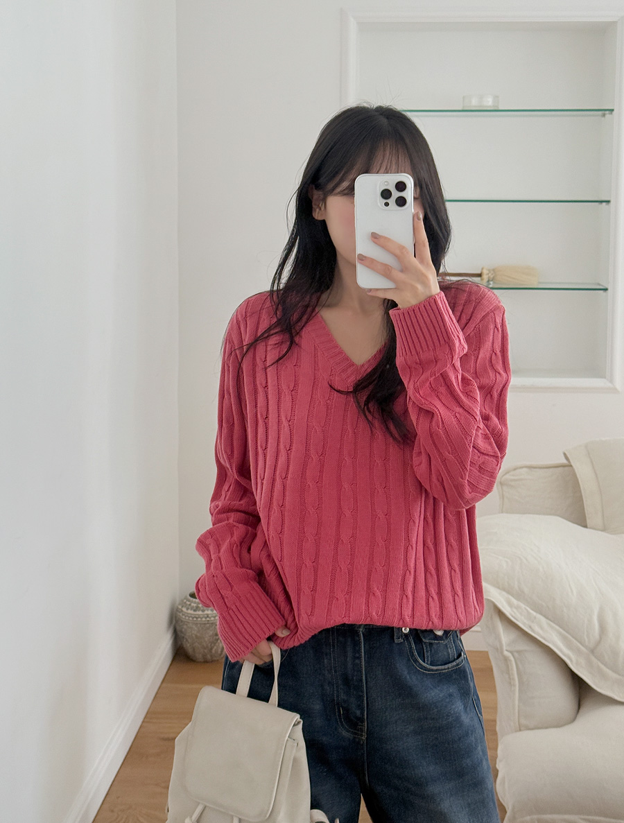 [EVELLET] Faller N V-neck Twiddle Knit