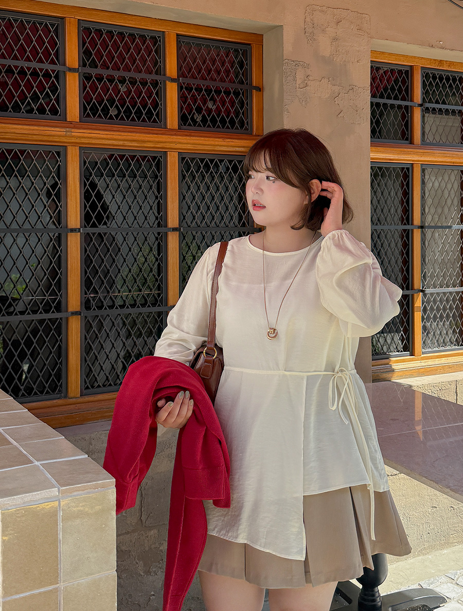 Renpoe wrap puff blouse