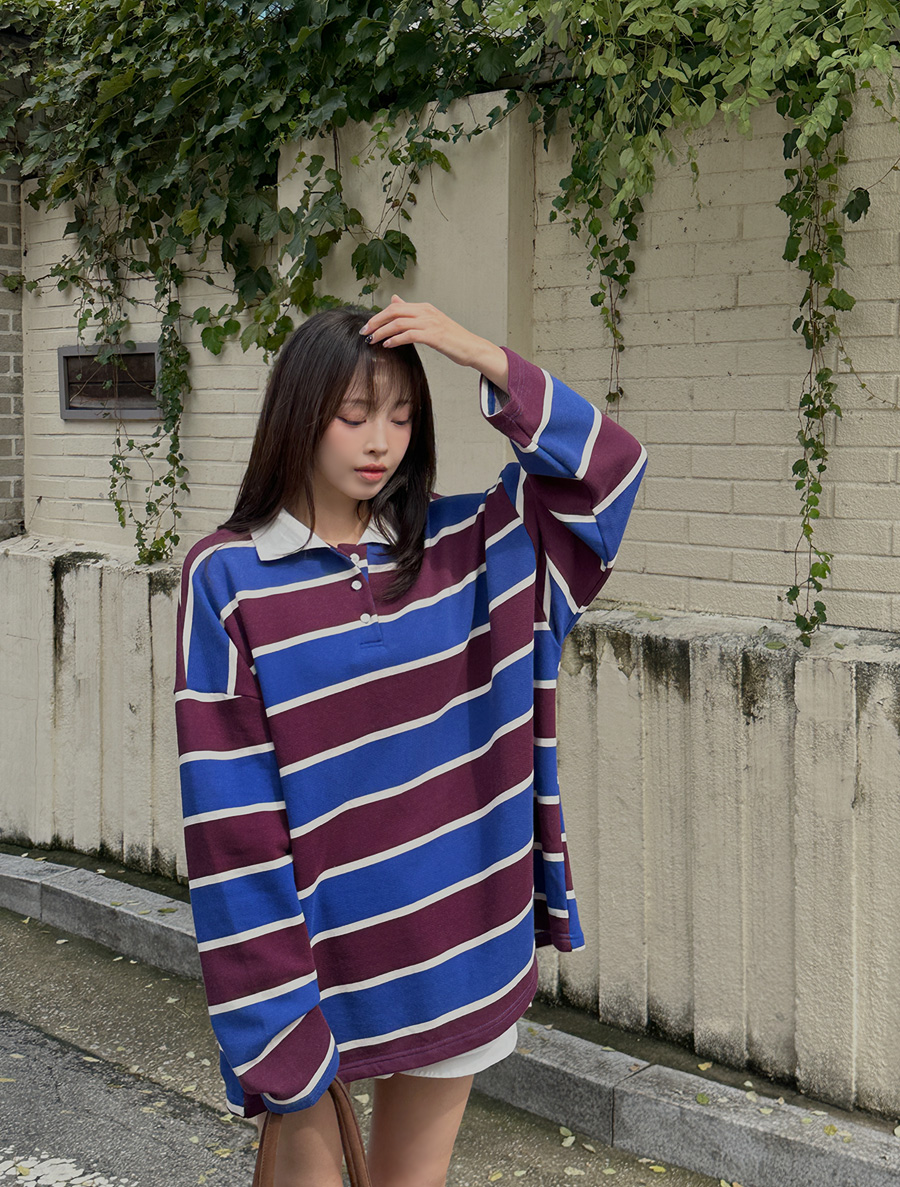Enfuon ST Contrast Collar Button T-shirt