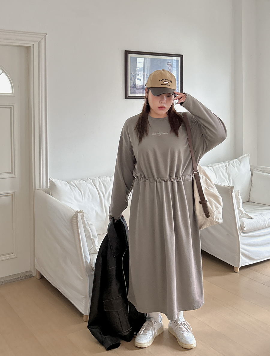 [EVELLET]Monote Graphic Print string Long Dress