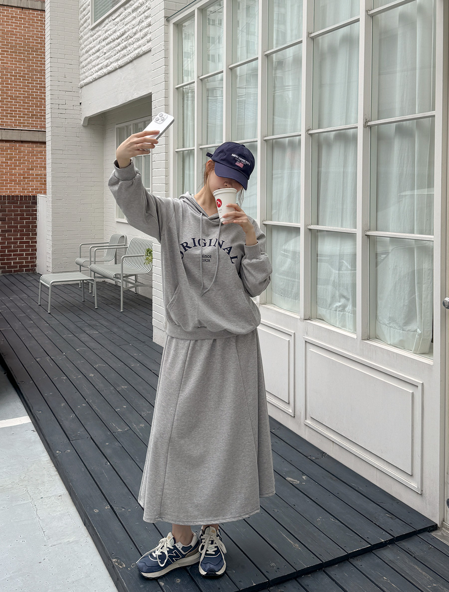 PMEA Graphic Print Hood Long Skirt SET