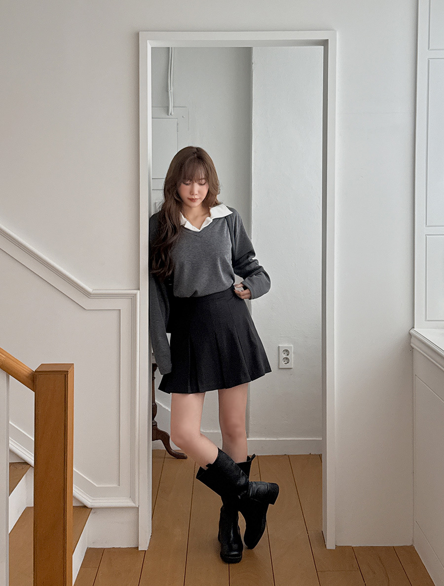 Mejiden Contrast layered Collar T-shirt