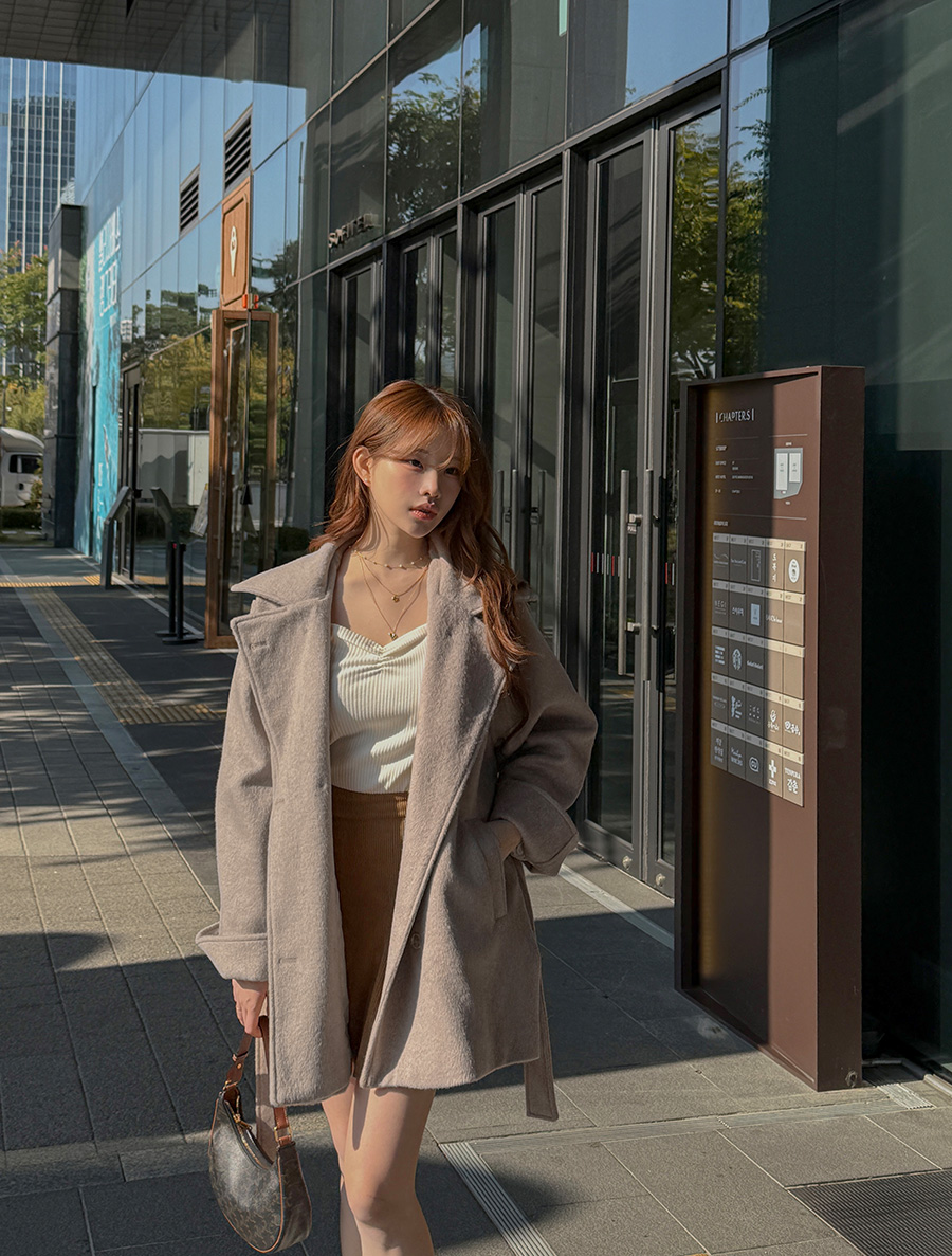 Mutien BeltSET quilting Wool Coat(3Ounce)