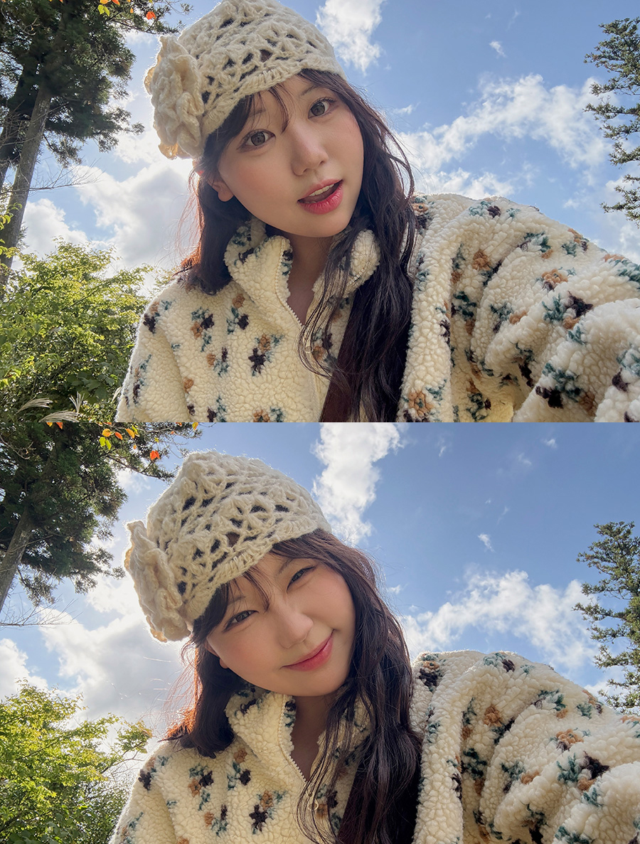 Beaned Flower Knit Beanie