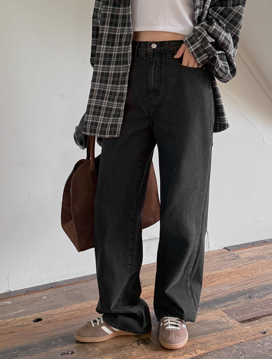 Ikiren Semi Wide Long Denim Pants