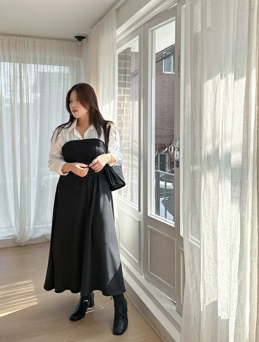 Toaven Contrast BeltSET Long Dress