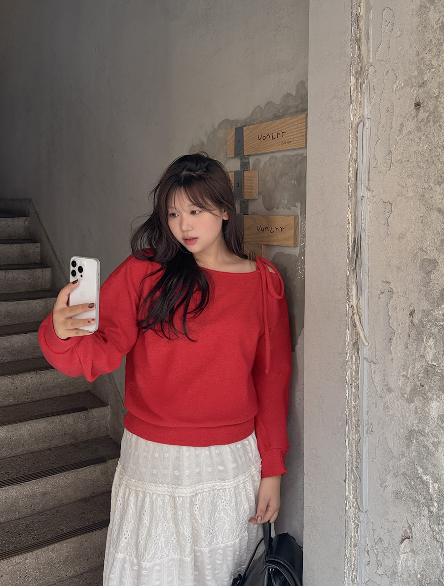 Adenmu fleece Unbalance Off shoulder Sweatshirt