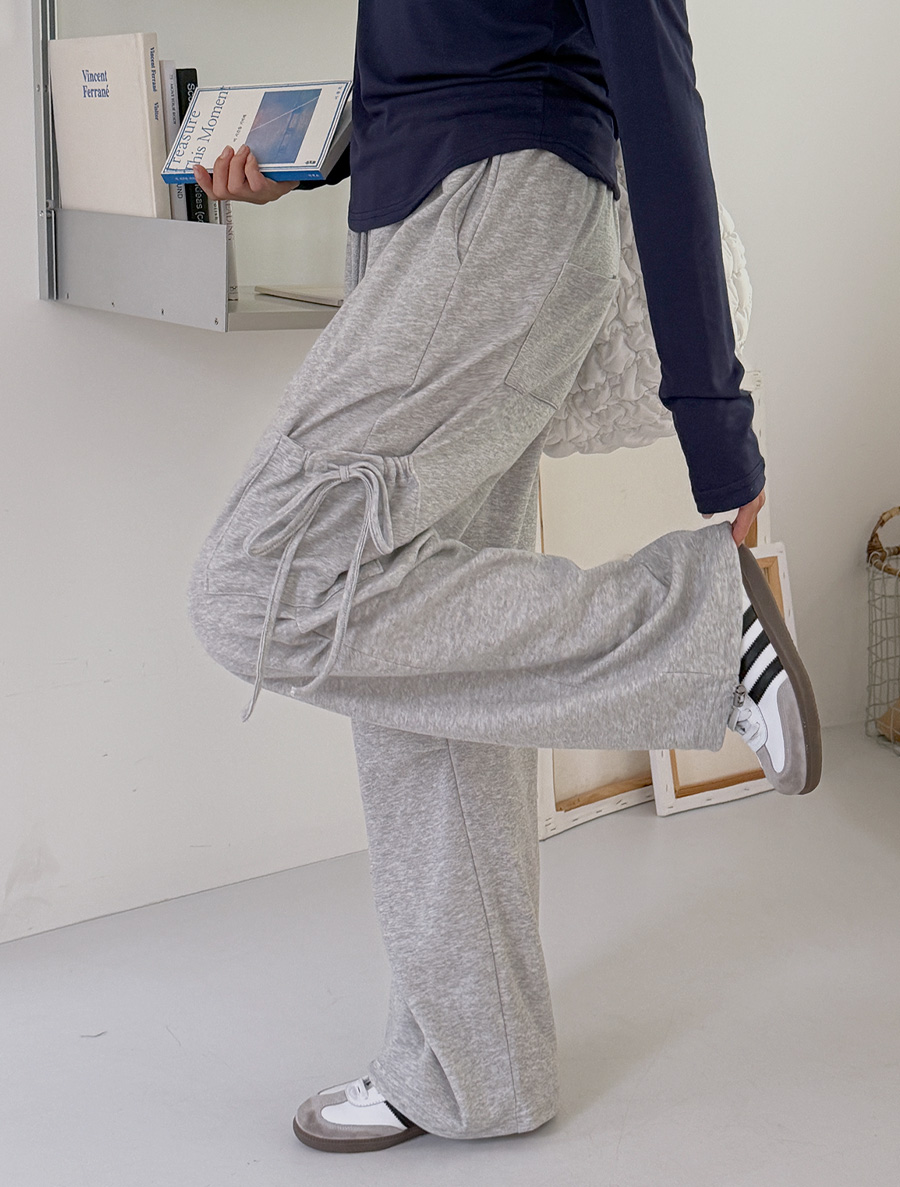 Steady bowknot wide string pants