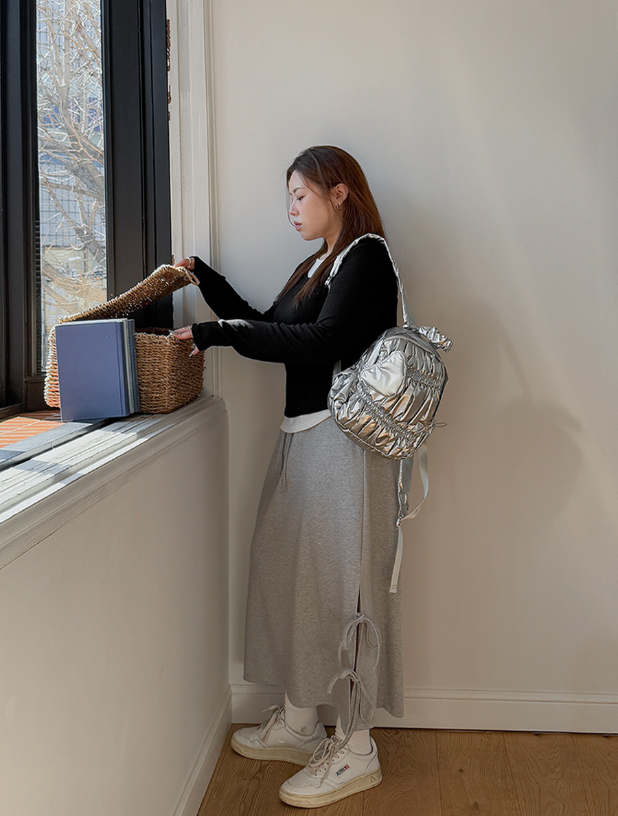 Juneven Ribbon-Slit Long Banding Skirt