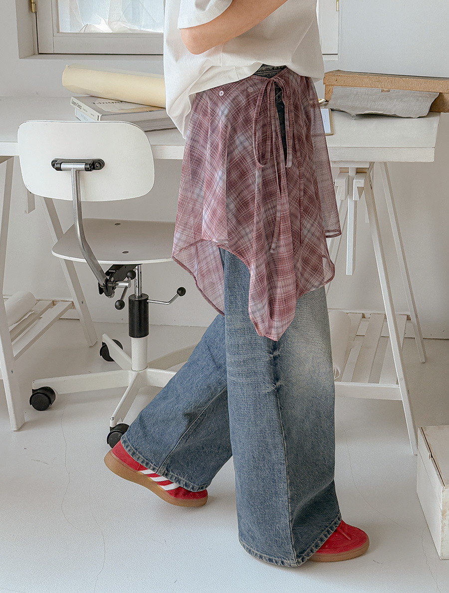 Myorinf Plaid Check layered Wrap Skirt