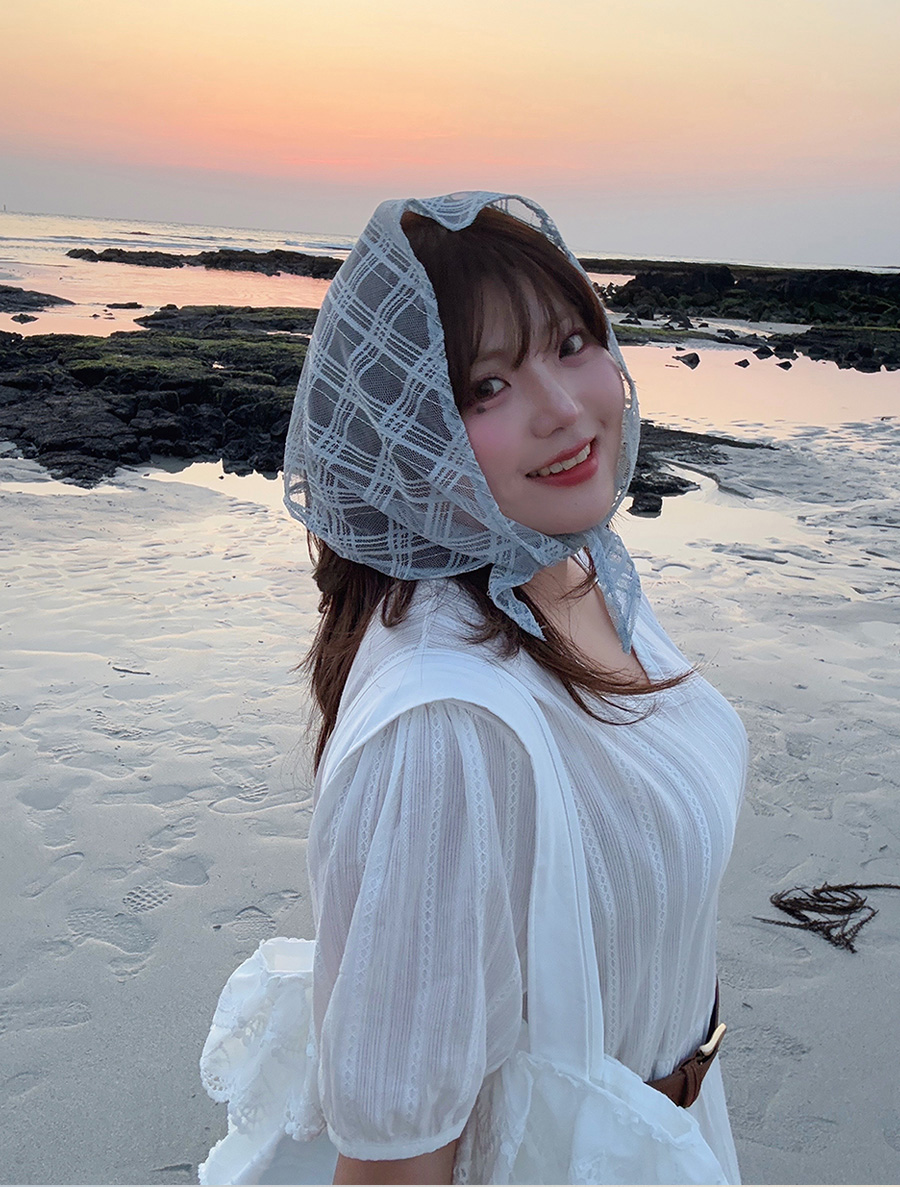 Viewter Plaid Check See-through look Hair Kerchief