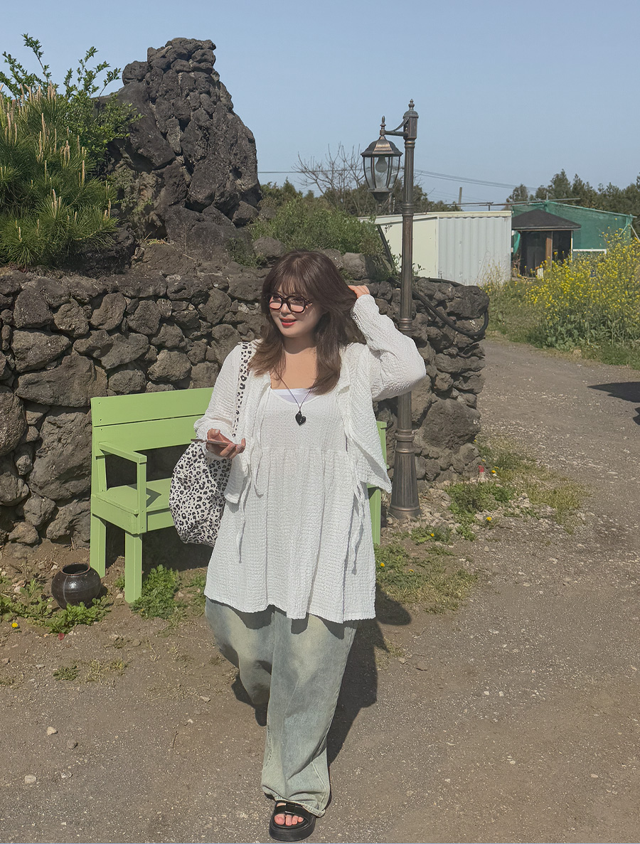 Moenview Embo Bowknot Cardigan