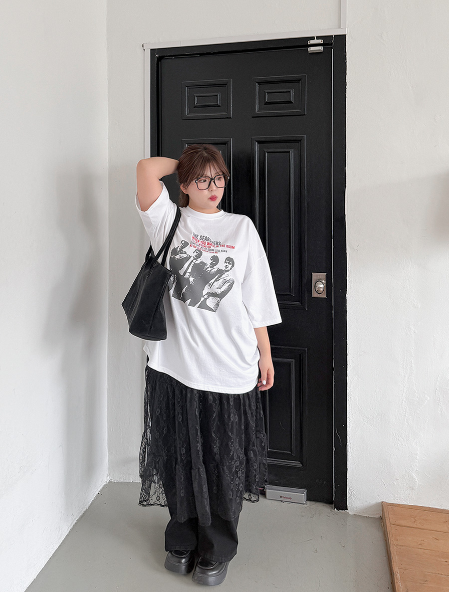 Lemondi See-through look layered Tiered Skirt