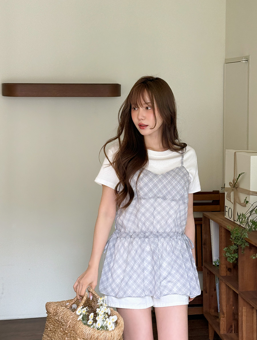 [EVELLET] Wayming layered bustier blouse