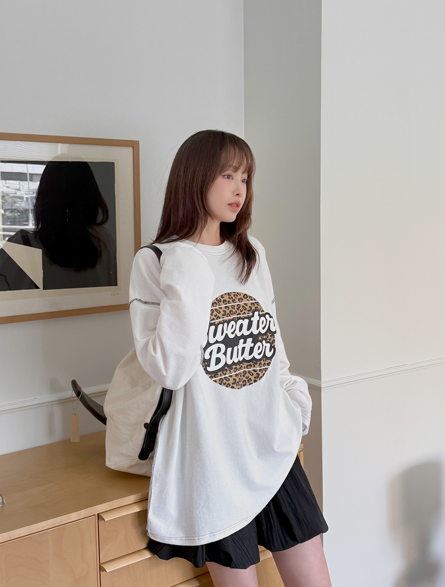 Sendar stitch Graphic Print Long T-shirt