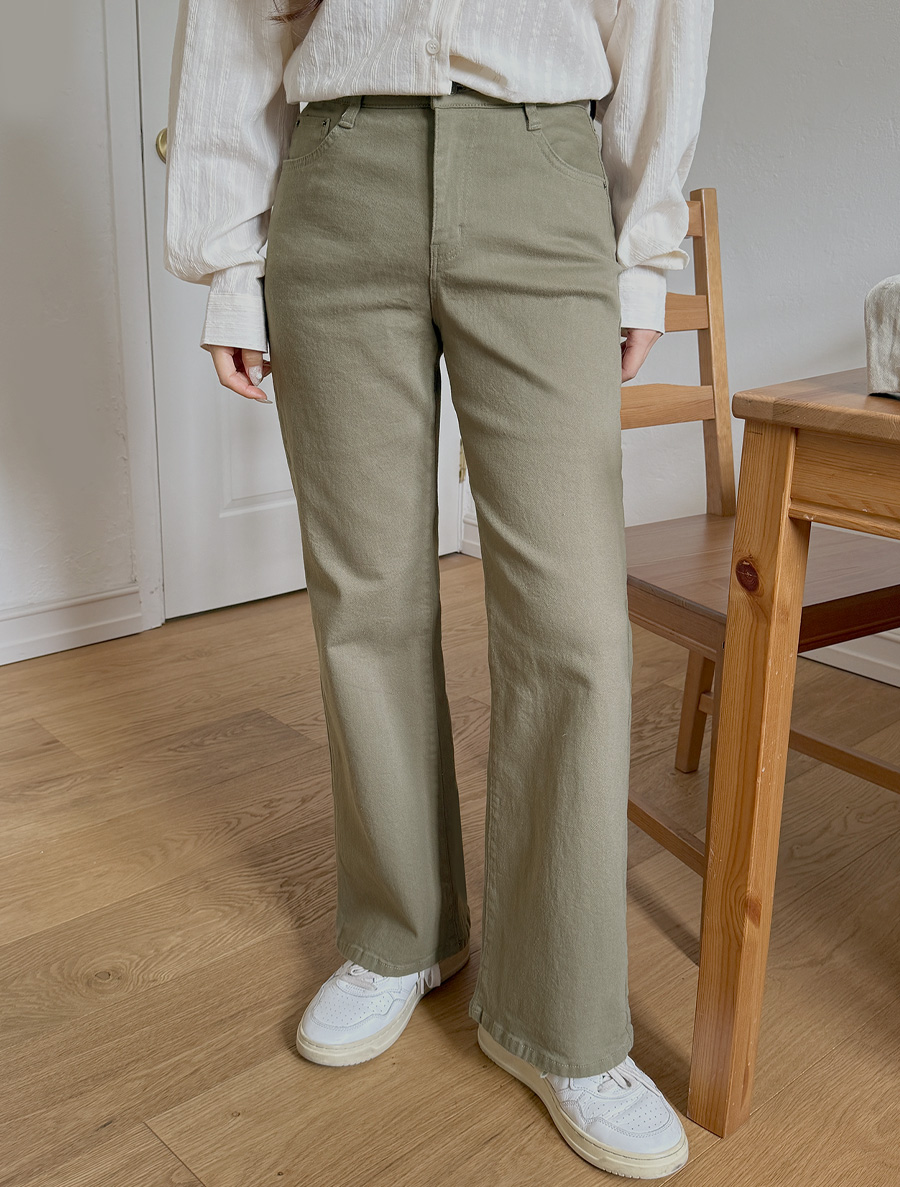 Tianne Slim Flared Cotton Pants