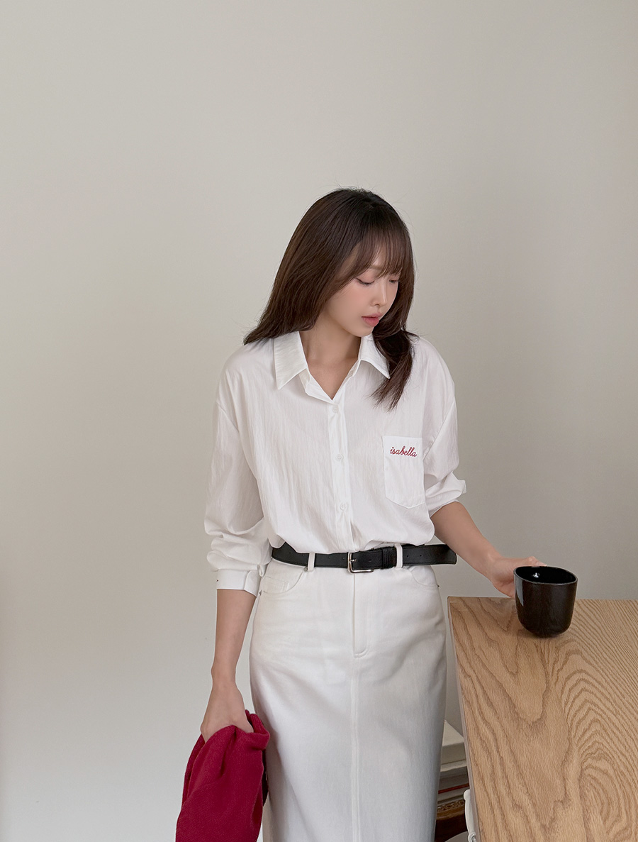 Garneti Embroidery Graphic Print Collar Shirt