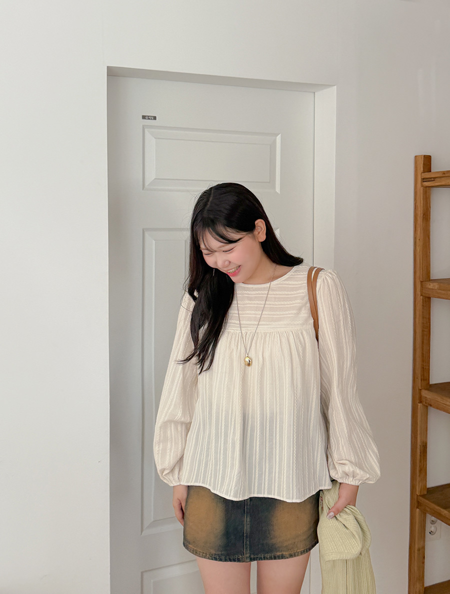 Tronnew Jacquard Shirring Blouse