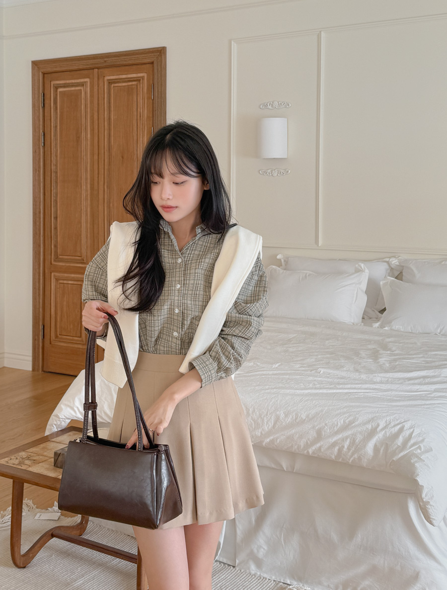 Elart Seersucker Plaid Check Shirt