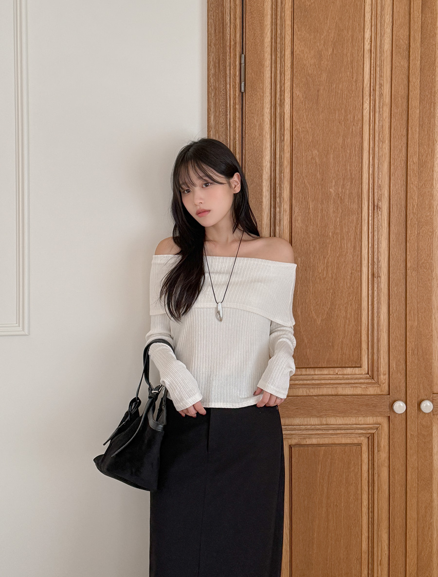 Demuir Ribbed Off shoulder T-shirt