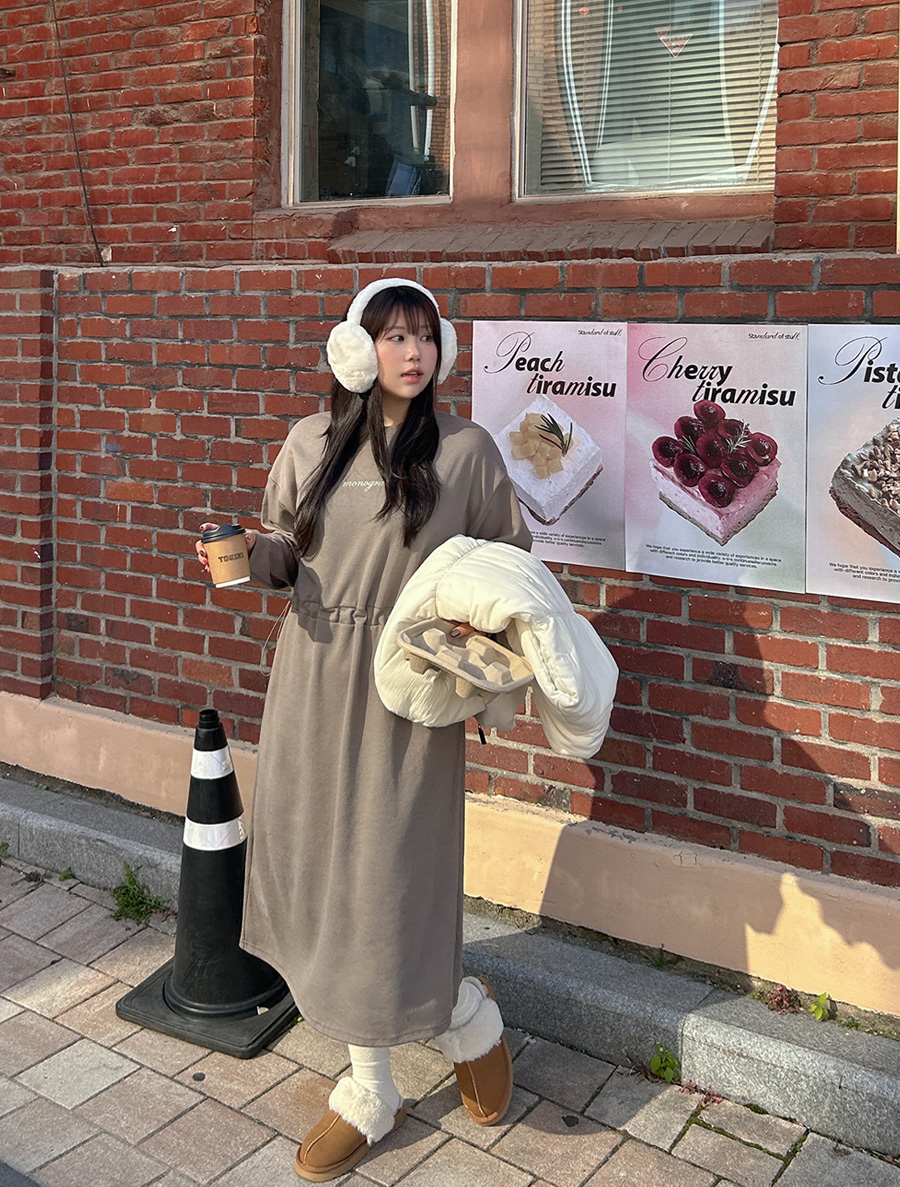 [EVELLET]Monote Graphic Print string Long Dress