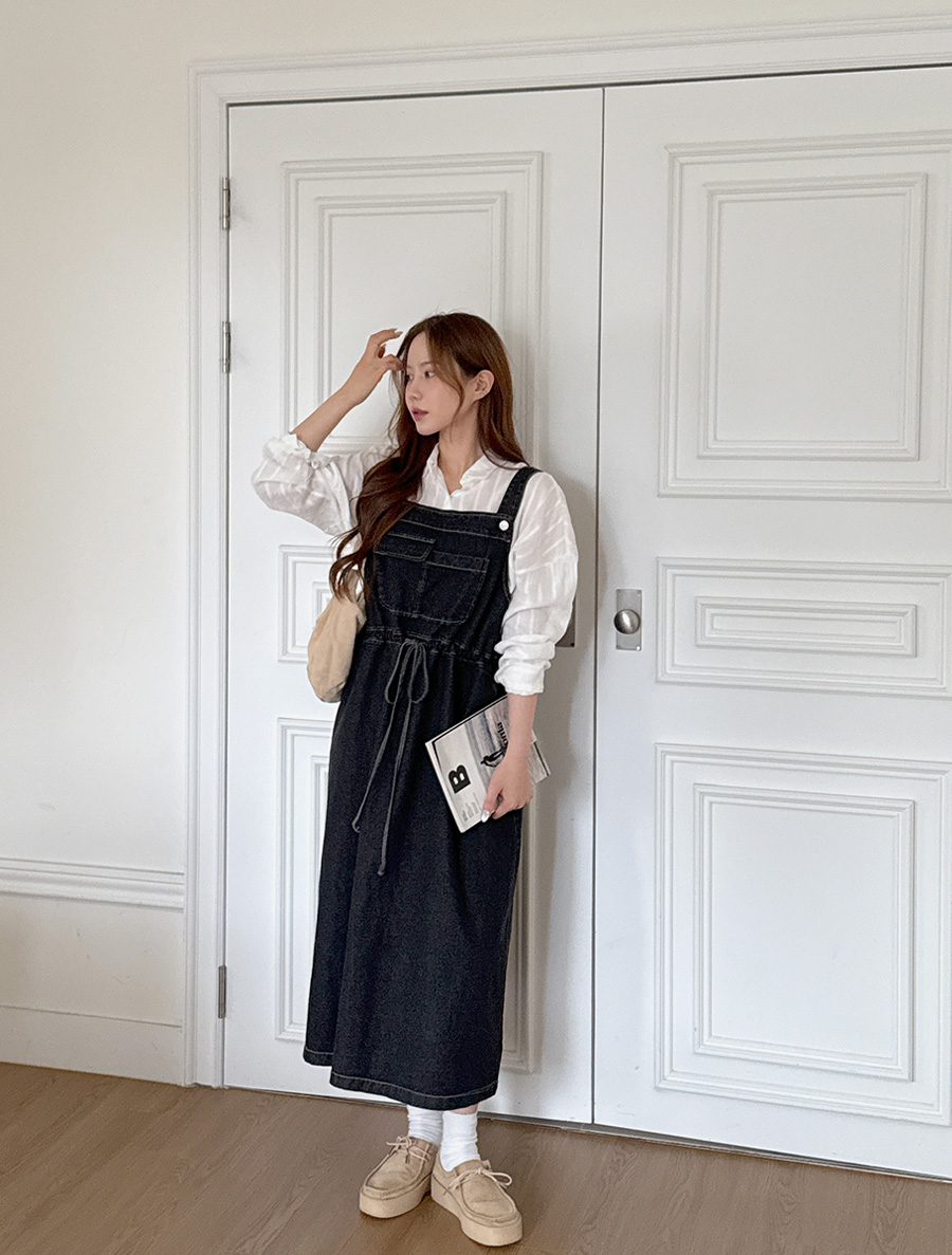 Celtier String Suspender Denim Long Dress