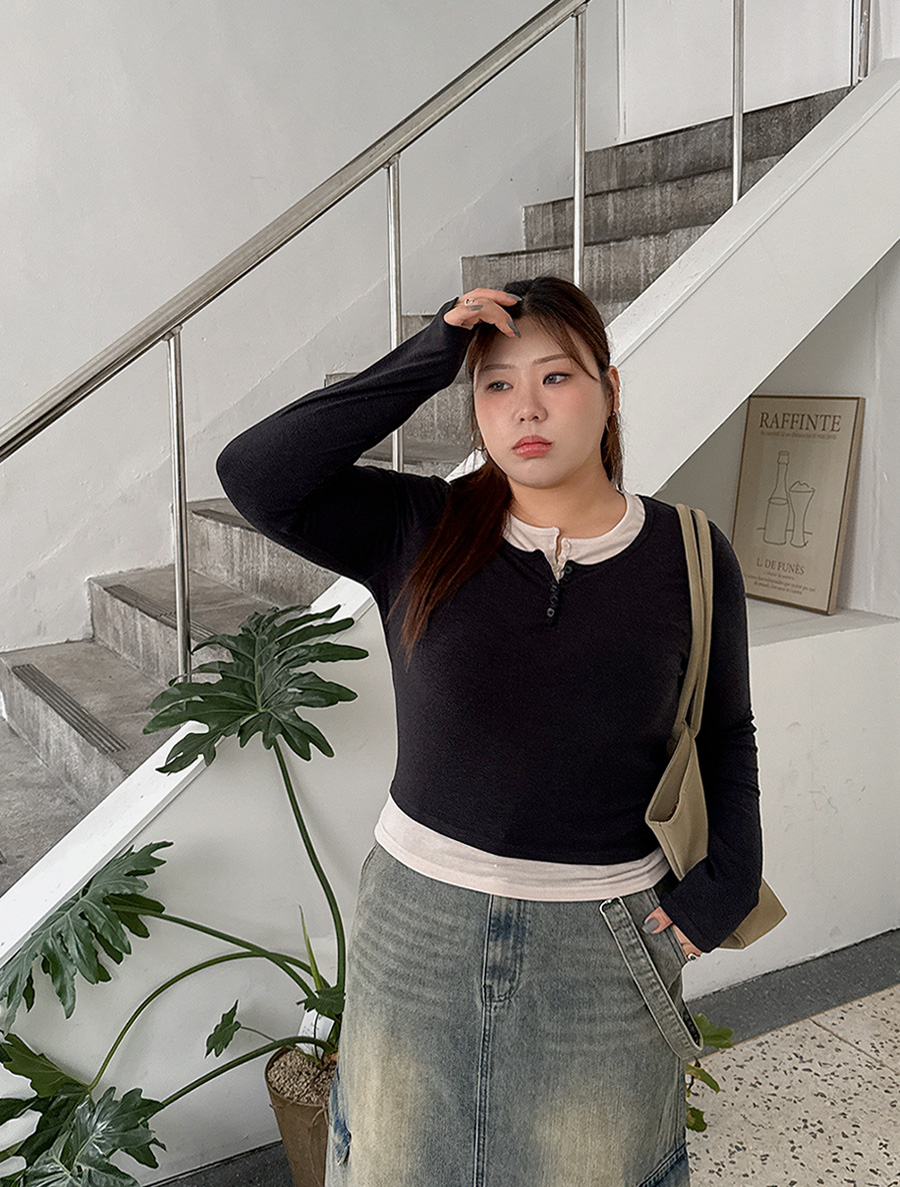 Blizen Contrast layered T-shirt