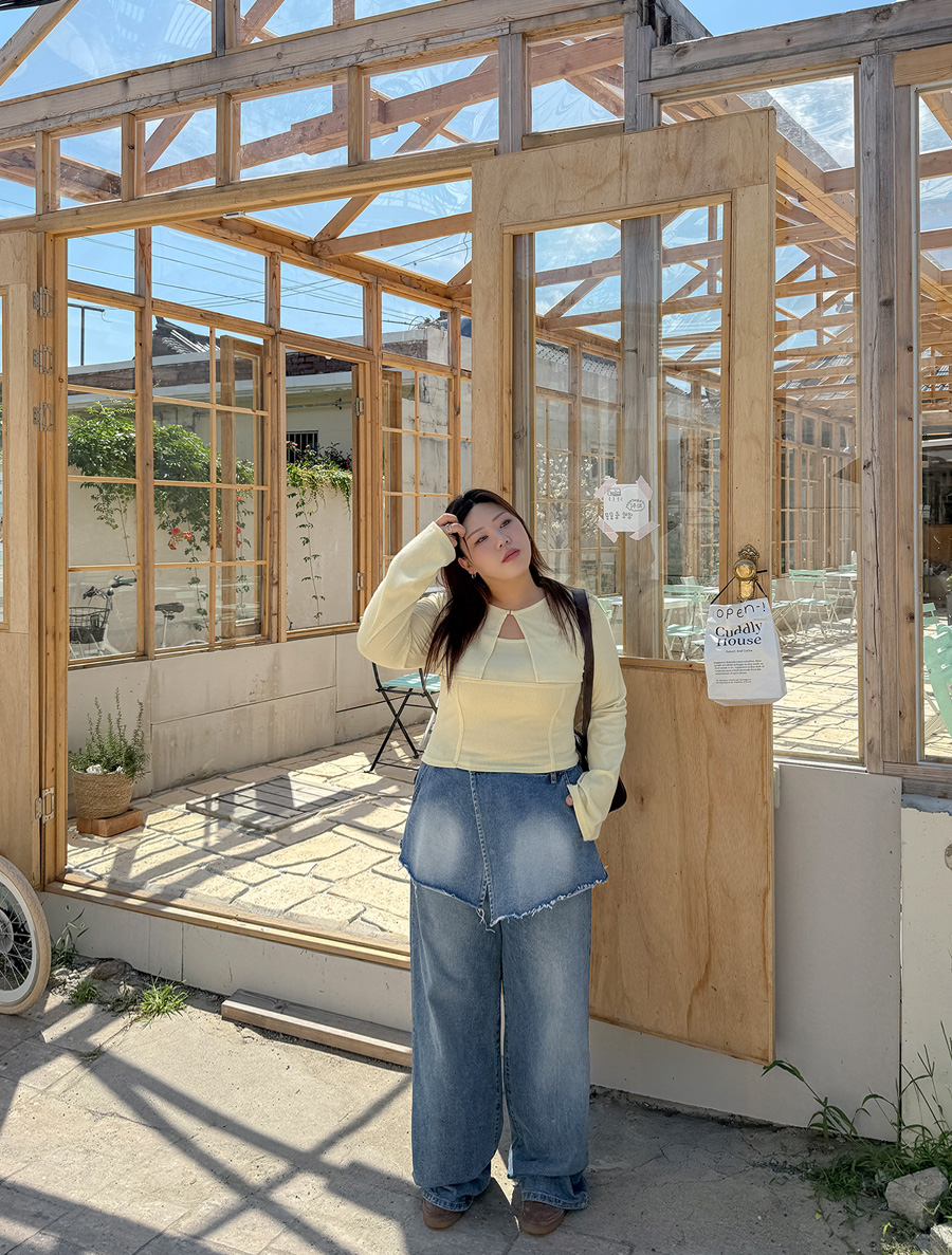 Atouren Ribbed Cut Layered T-shirt