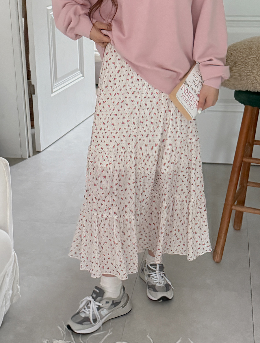 Hamus Flower Tiered Long Skirt