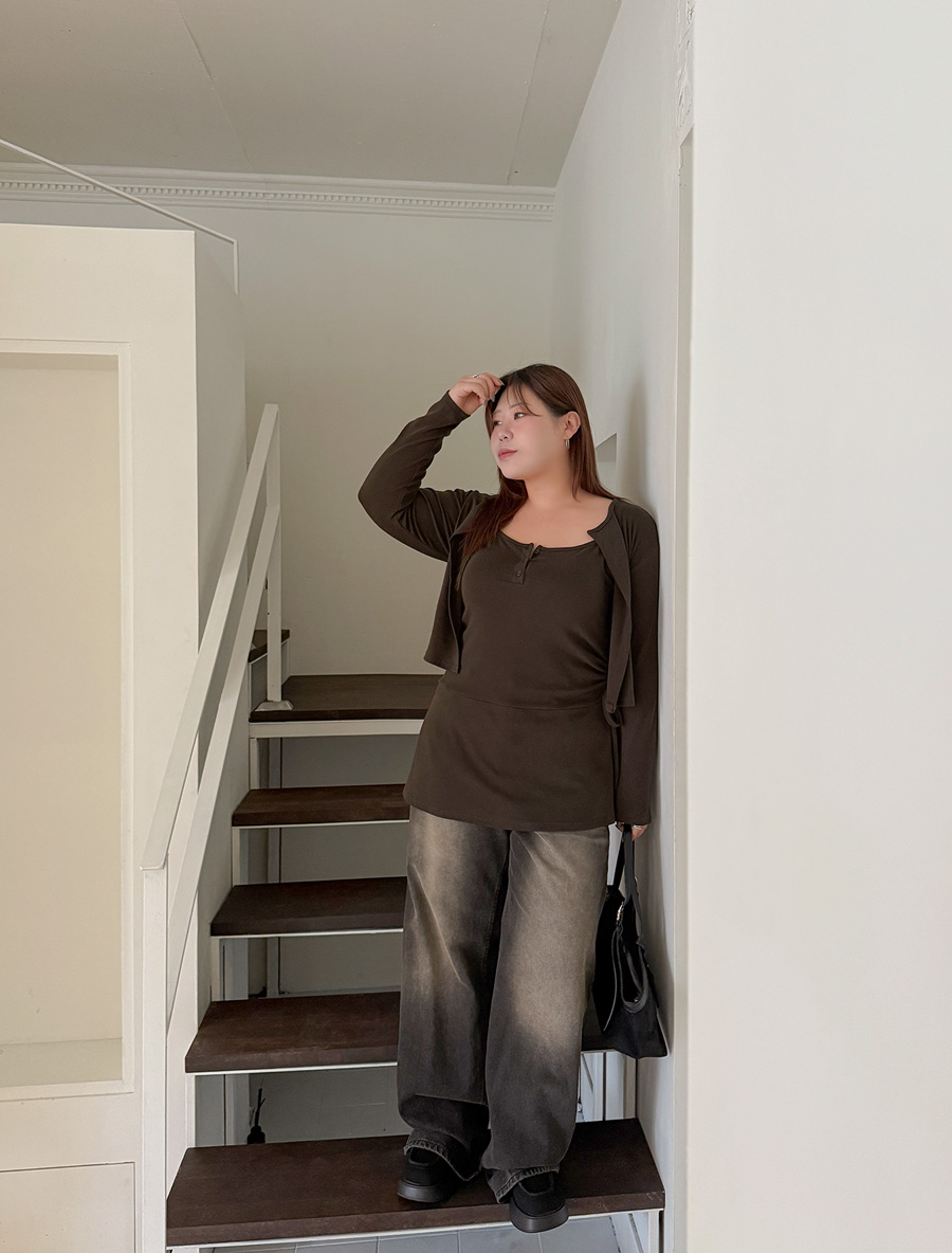 Rectoma Cardigan Unbalance Shirring Bustier SET