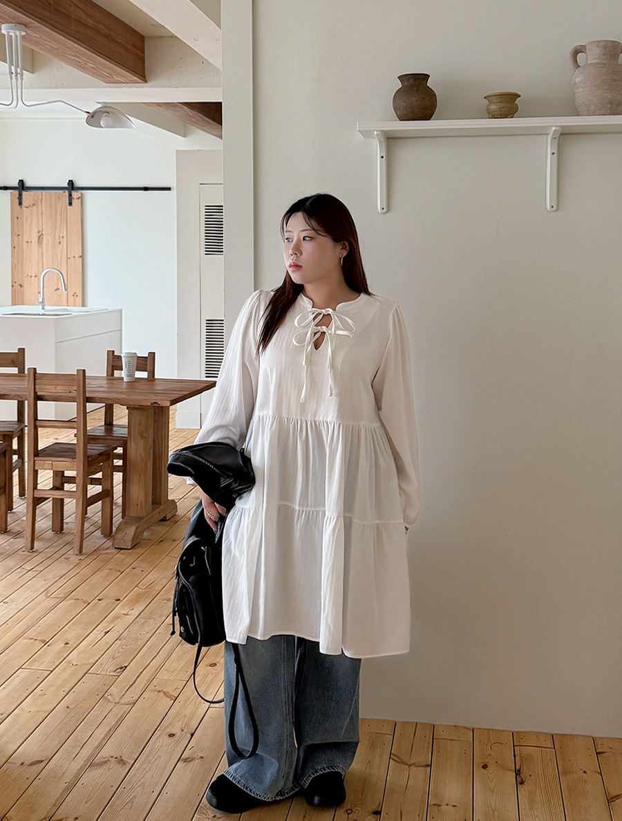 Miredue Bowknot Tiered Dress