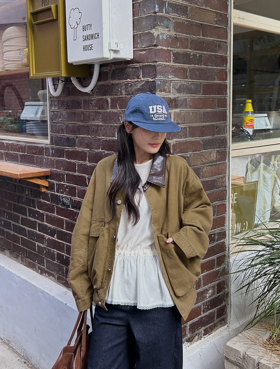 Enike Contrast Pocket Denim Jacket