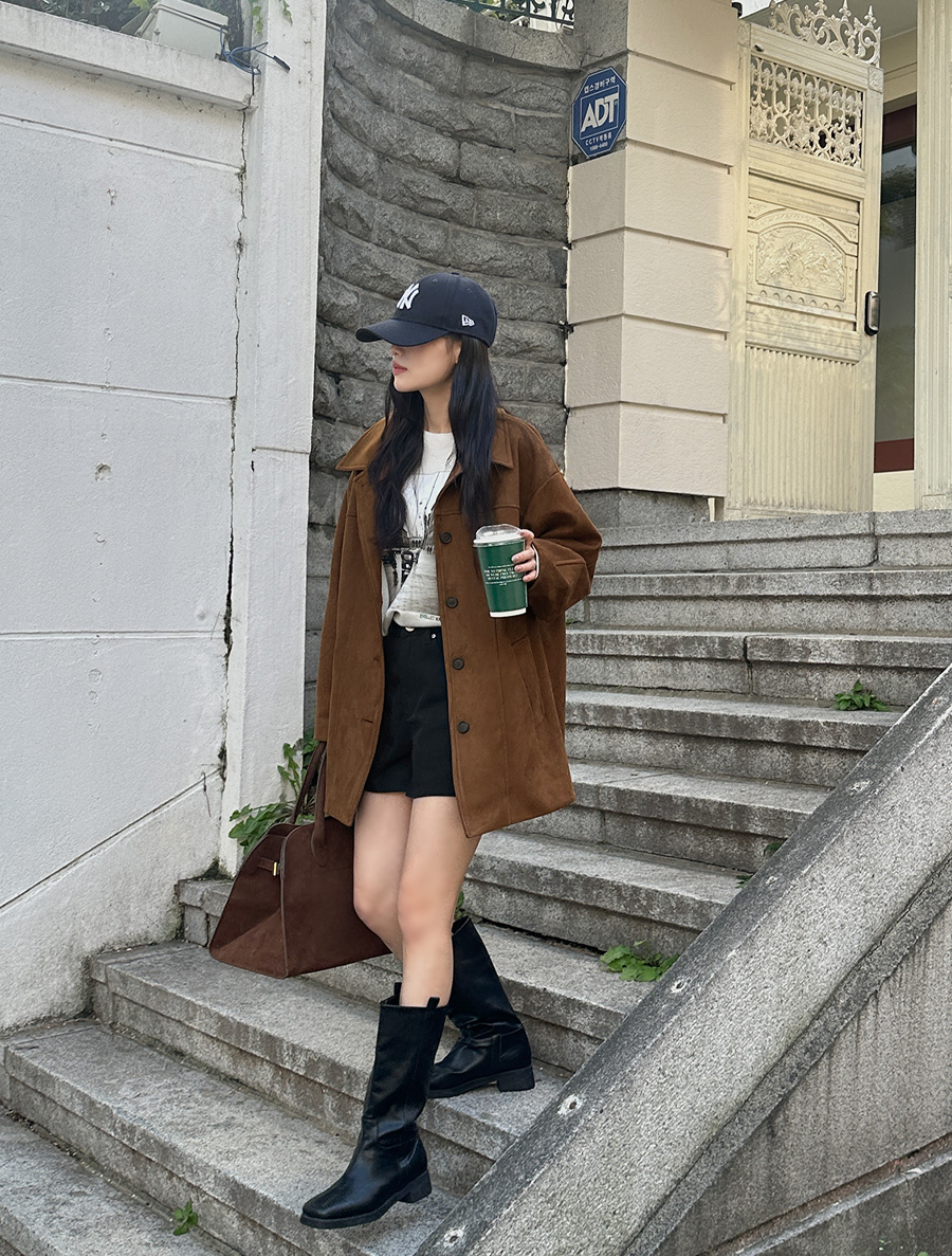 Mutenby Suede Collar Half Jacket