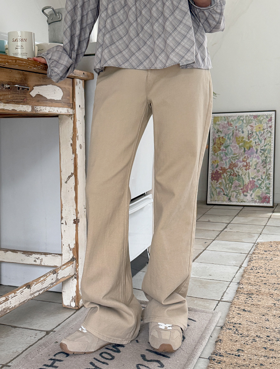 Muferin Peach Fleece Flared Cotton Pants by Length