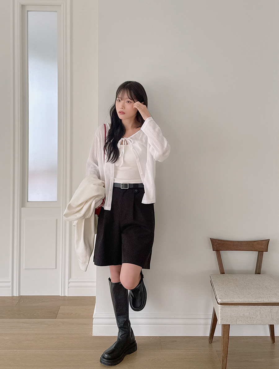 Likent Punching Bowknot Cardigan