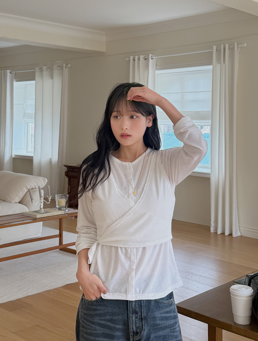 Amuen wrap bustier T-shirt SET