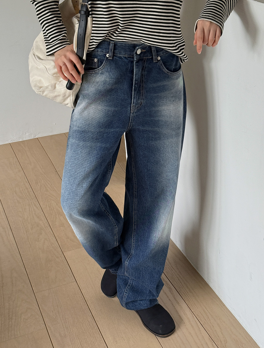 Chirenf Washing Straight Long Denim Pants