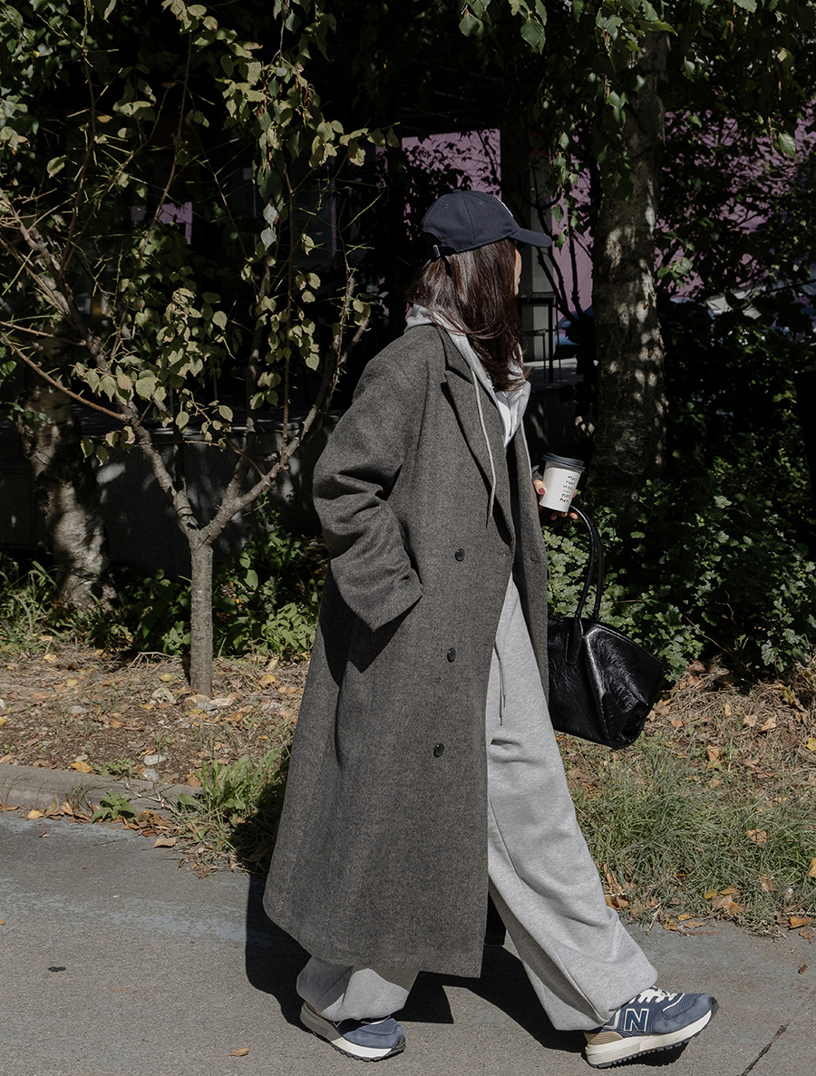 [EVELLET] Robene Wool quilting Collar double Long coat