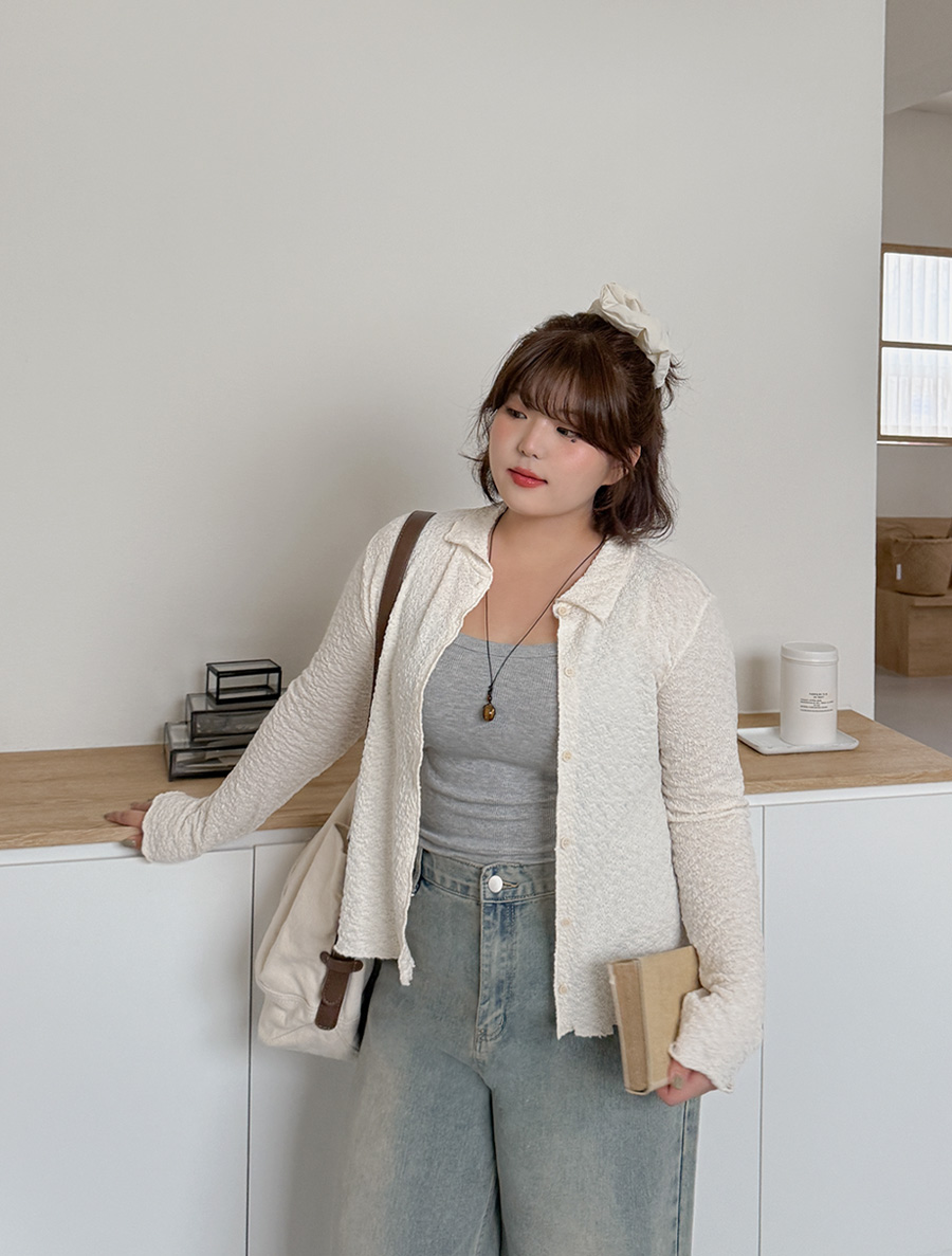 Daek Wrinkle Collar Button Cardigan