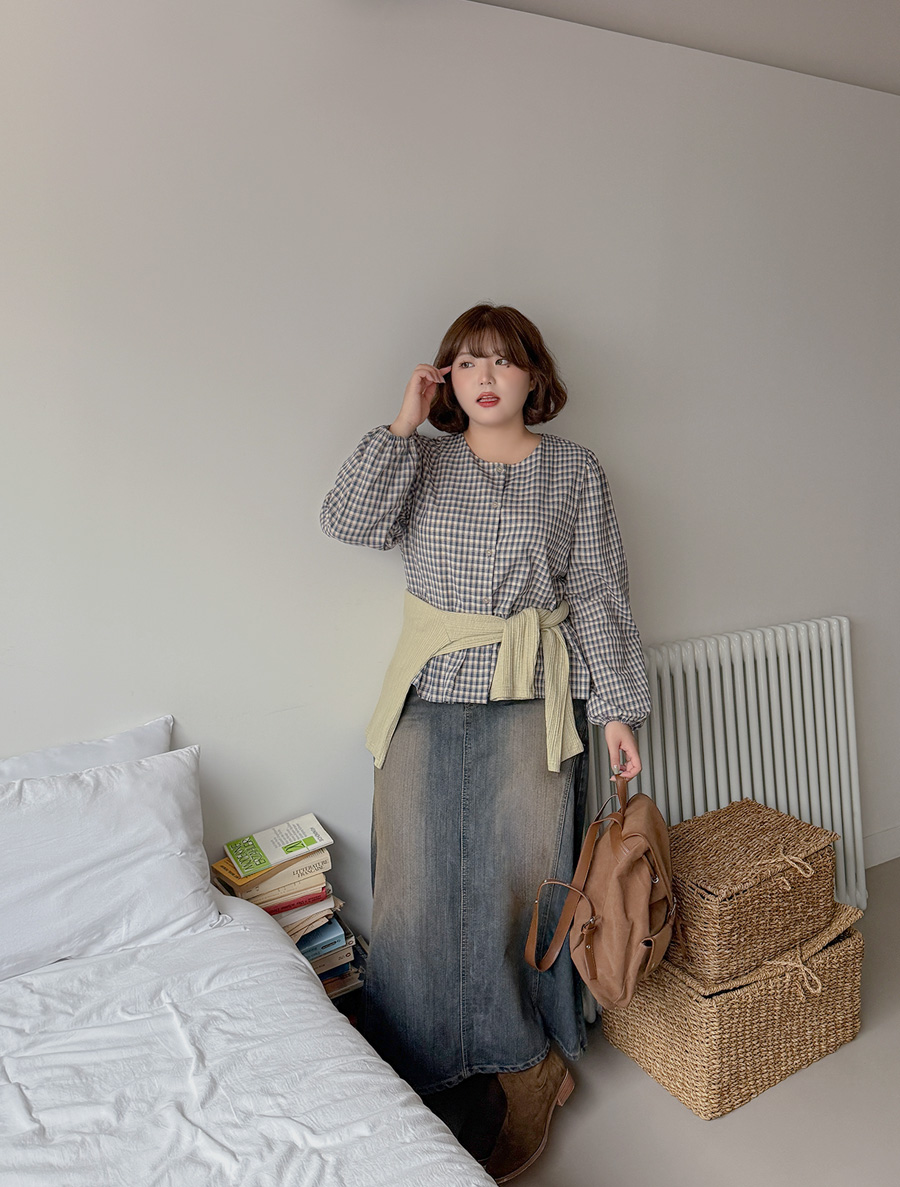 Anut Washing Cut Long Denim Skirt