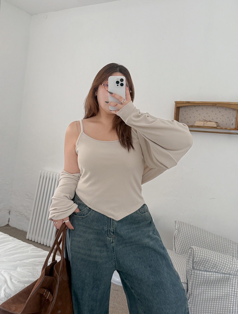 Hentua Diagonal Sleeveless Bolero SET