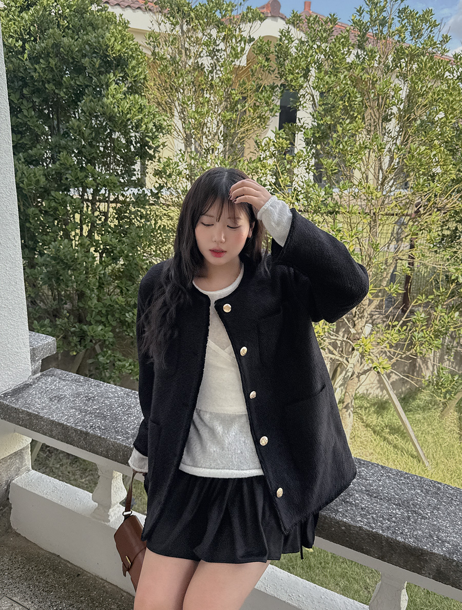 Toddien Wool Button No Collar Jacket