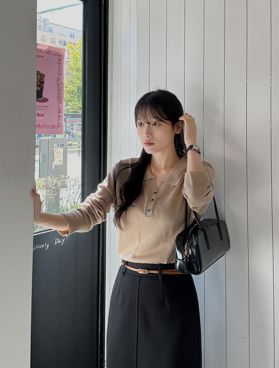 Bentia Collar Button Knit