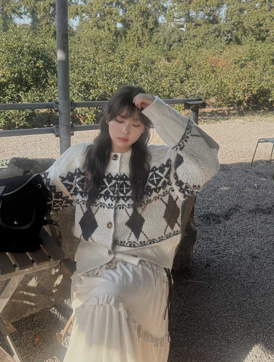 Henpua Nordic Wool Button Knit Cardigan