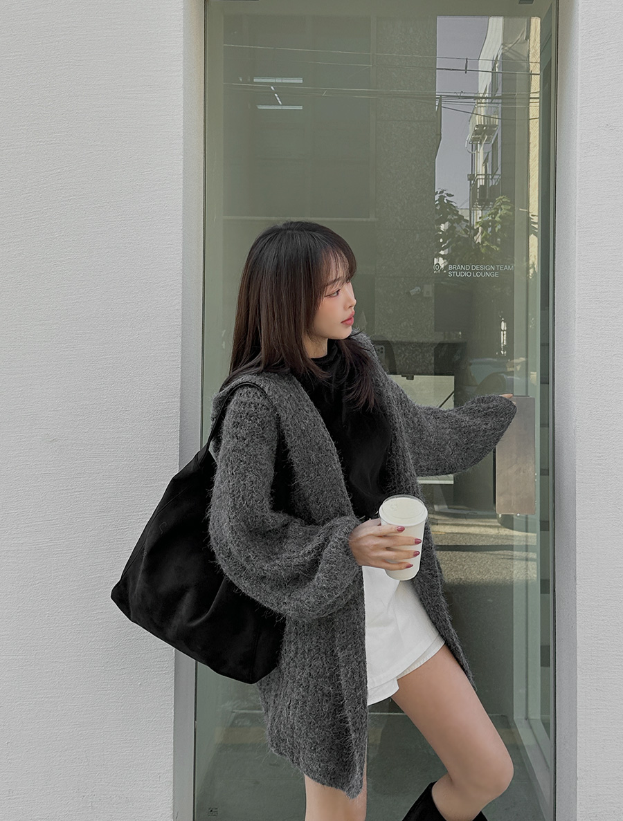 Sentilen Wool Hood Long Knit Cardigan