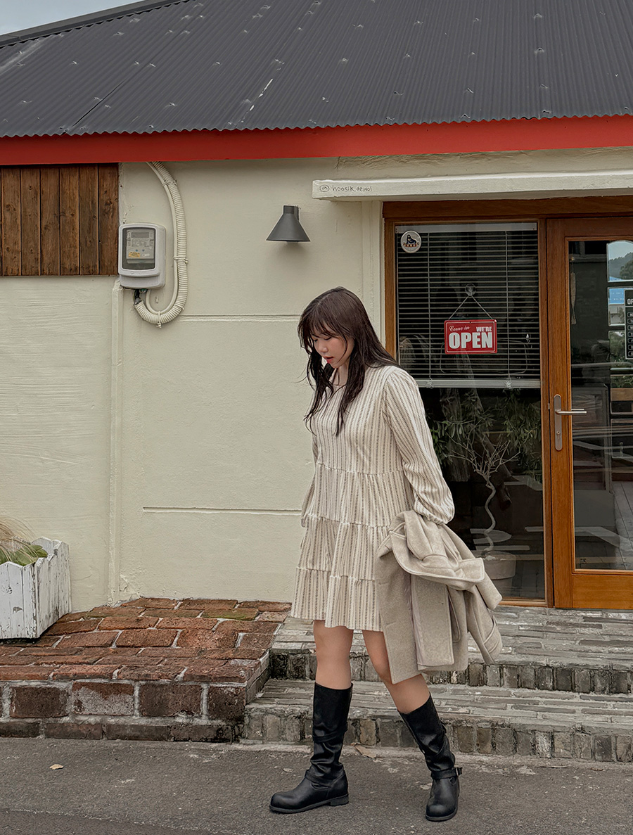 Tonenew ST Corduroy Tiered Mini Dress